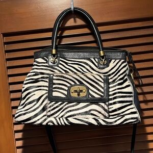 Vintage 90s Nordstrom Zebra Print Leather Bag